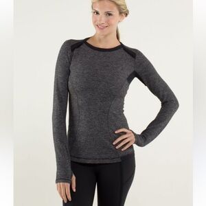 Lululemon Base Runner Long Sleeve Sz 6 black gray